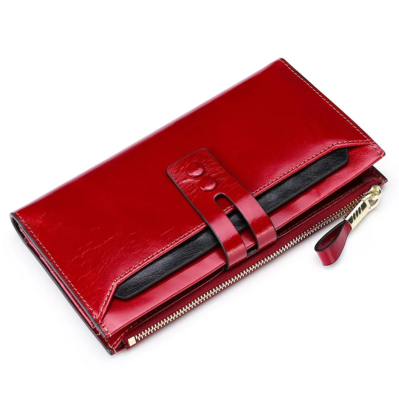 

Luxury Brand Genuine Leather Wallet Women Zipper Coin Purse Female Long Clutch Bag Hasp Card Holder Red Phone Wallet for Women