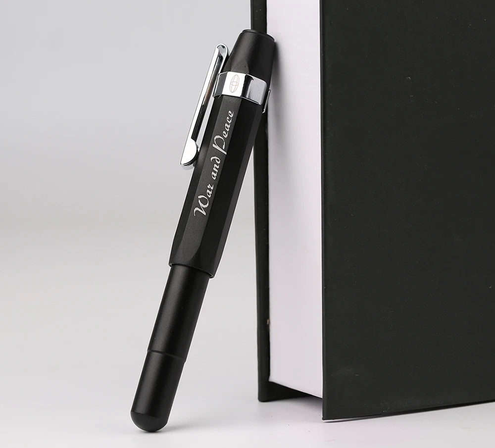 

Moonman Delike Vintage Metal Fountain Pen Matte Black Writing Gift Set Pocket Ink Pen Delicate EF/F/Small Calligraphy Bent Nib