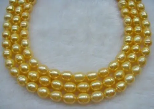 

>>>>>>48" huge AAA12-13mm Natural golden south sea baroque pearl necklace 14KGP