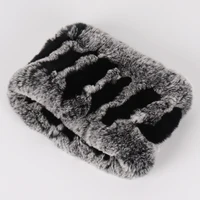 Women Handmade Stretch 100% Real Rabbit Fur Scarf Knit Genuine Rex Rabbit Fur Headbands Girls Natural Rabbit Fur Ring Scarves 2