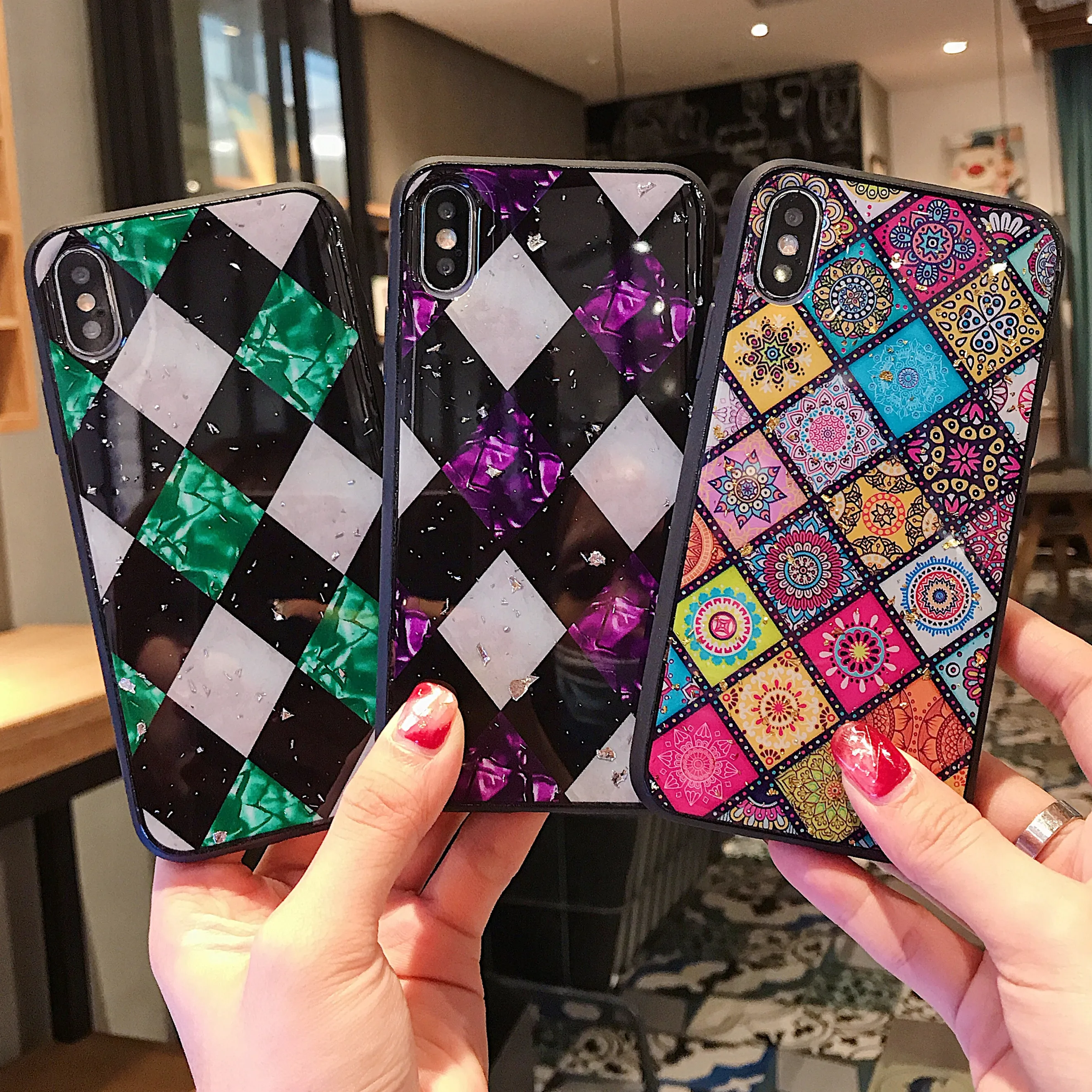 Lingge зеленый футляр фиолетового цвета для iphone 7 7Plus 8 8Plus X XS чехол MAX XR iPhone 6 6s 6plus 6splus
