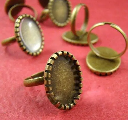 

100 pcs/lot античная латунь 13 x 18 мм овальная кольцо база / кольцо выводы