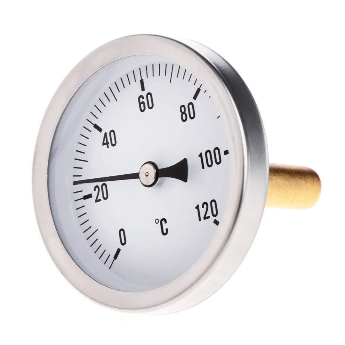 

63mm Dial Horizontal Thermometer Aluminum Temperature Gauge Liquid Water IP55 0-120C