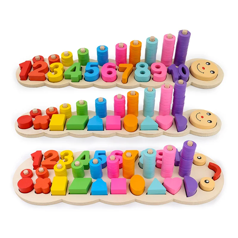 9 styles Children Montessori Math Toys Digital Shape Pairing Learning Preschool Counting Board Kids Educational Wooden gift | Игрушки и