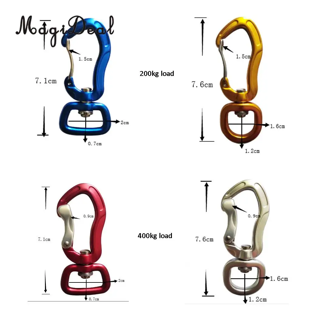Outdoor 1 Pair Rock Tree Climbing Swivel Carabiner Hanging Connect Hook Camping 71/76mm round eye for Camping Caving Climbing