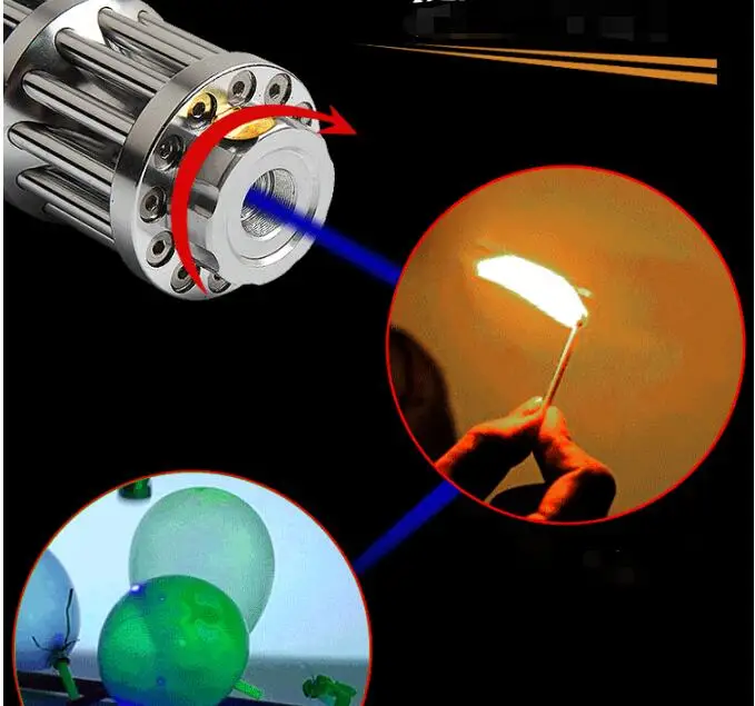 AAA самый мощный горящий Лазерный фонарь 450nm 500 Вт 500000 м Синяя лазерная указка фонарик спичка свеча горит сигареты Охота