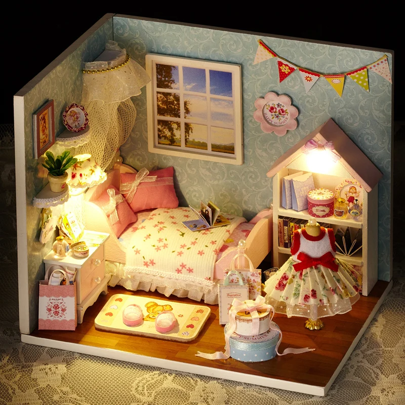 DIY деревянный дом Miniaturas с мебели DIY Миниатюрный Дом Кукольный домик игрушки для детей подарок на Рождество и день рождения H02