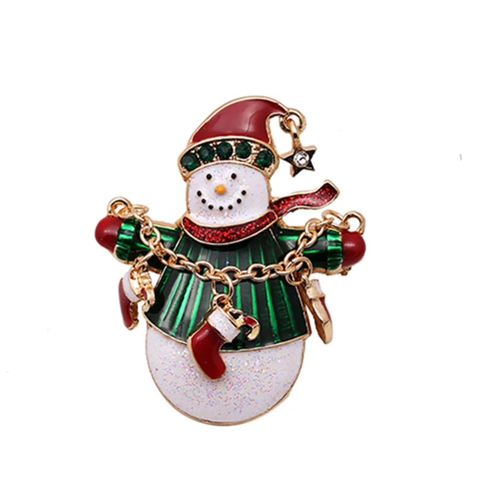 Trendy Golden Chain Snowman Christmas Brooch For Women And Men Broche