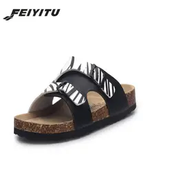 Feiyitu плюс Размеры 36-45 новые летние женские пляжные Тапочки на корковой подошве Повседневное двойной пряжкой Сабо скользит Для женщин