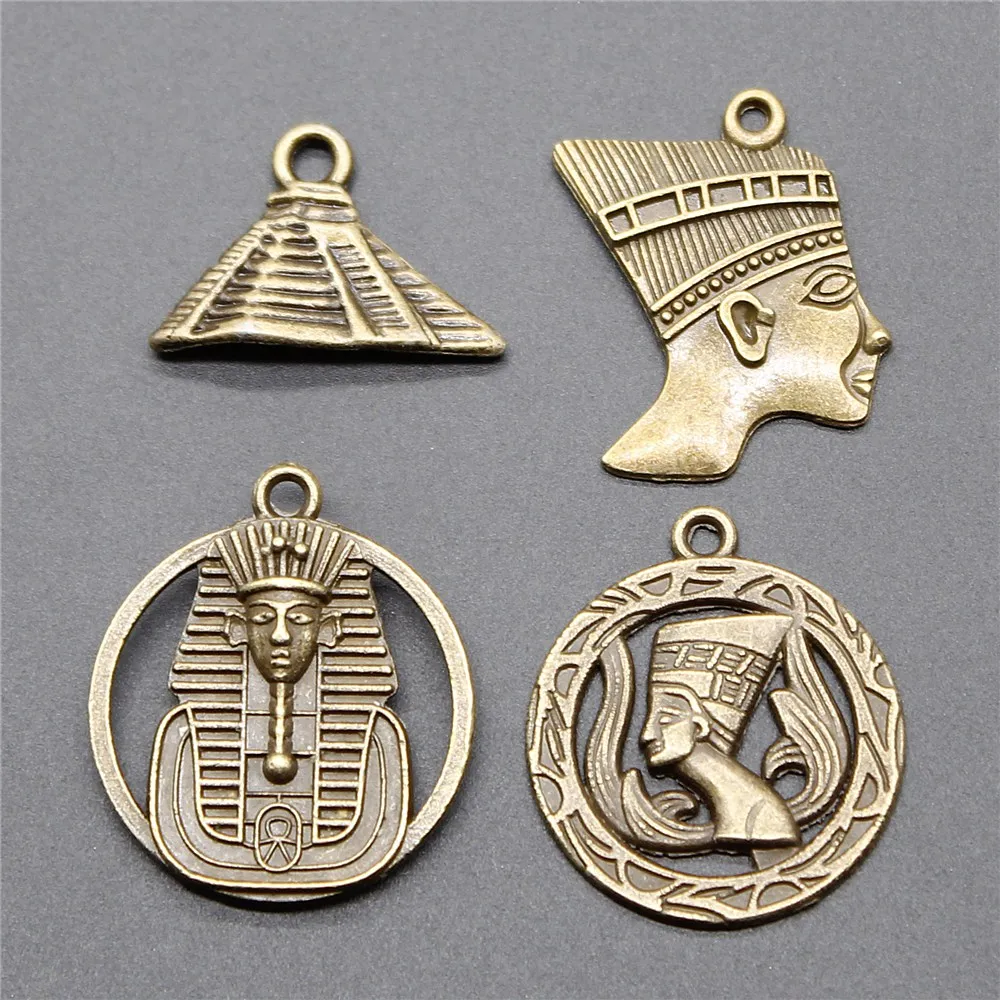 10pcs Charm Egypt Mysterious Pyramid Pharaoh Vintage Antique Bronze