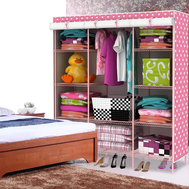 Easy Upscale Wardrobe Closet Oxford Reinforcement Steel Curtain