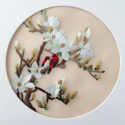 

Suzhou Silk Fabric Thread Embroidery Double -side Patterns Round 20cm used for Bag Clothing Fan Painting Decoration Ornaments