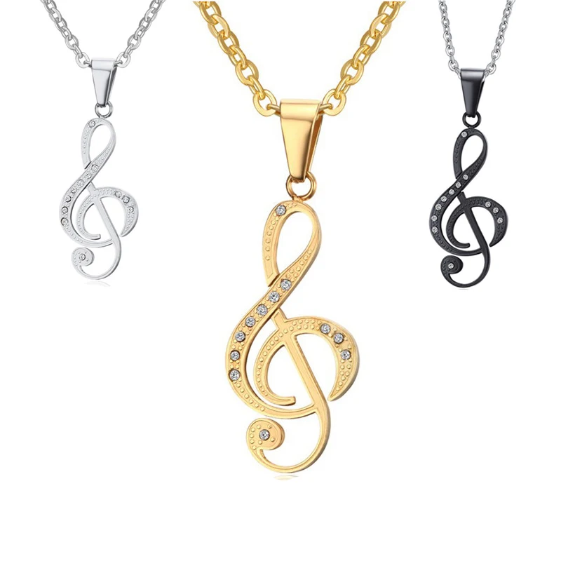 Musical Note Pendant Necklace For Men Women Music G Clef Symbol