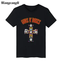 GUNS N ROSES Punk Summer Cotton black T-shirt Men Short Sleeve TShirt and Rock Band T Shirt Mens Tee Shirts