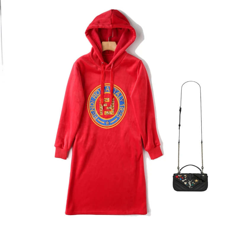 Plus Size Affordable Luxury Letter Printed Winter Hoodies Women Thick Warm Casual Streetwear Drawstring Velvet Sweatshirt Ladies
