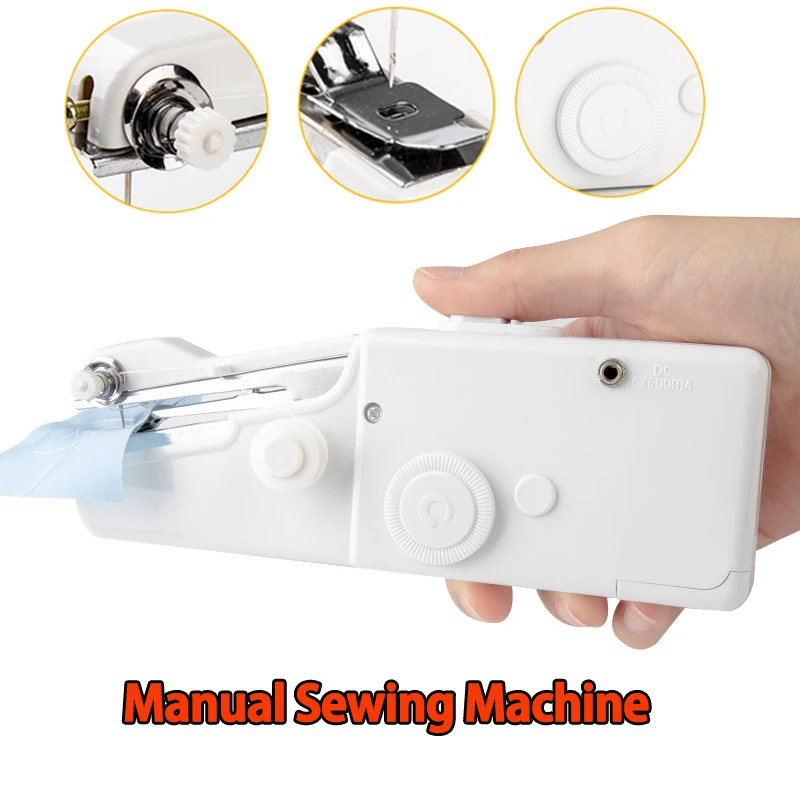 

Portable Household Mini Hand Sewing Machine Quick Stitch Sew Needlework Cordless Clothes Fabrics Electronic Sewing Machine