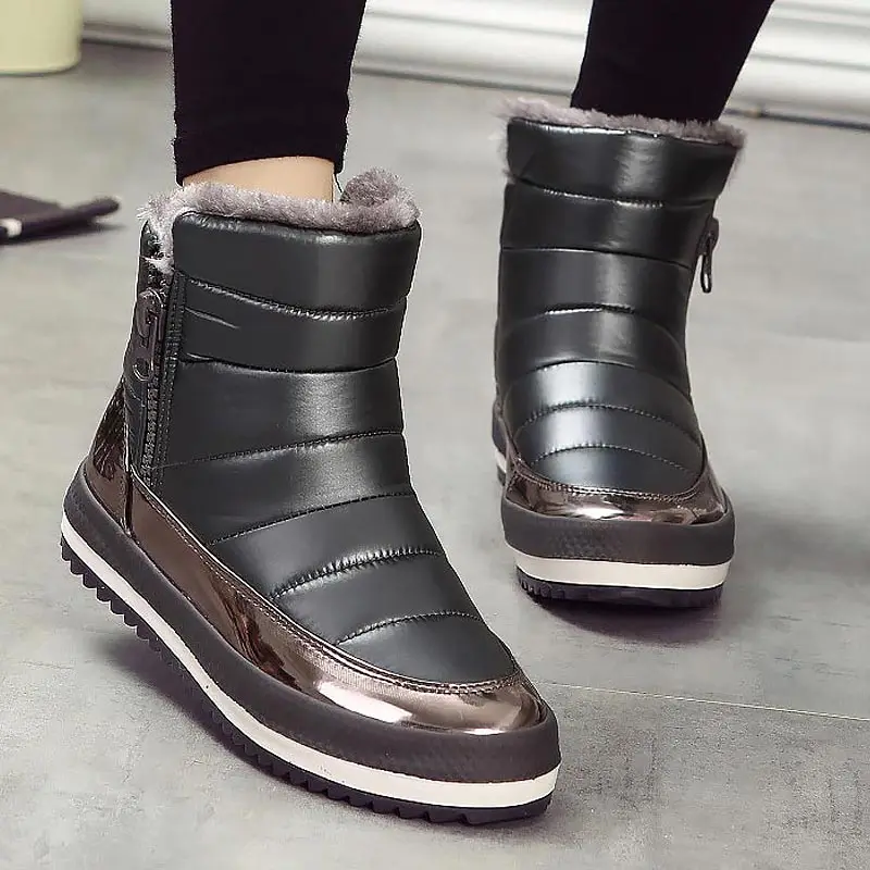 

Fashion women boots waterproof pu leather short women winter boots 2018 new arrival flat heels warm winter boot snow shoes woman