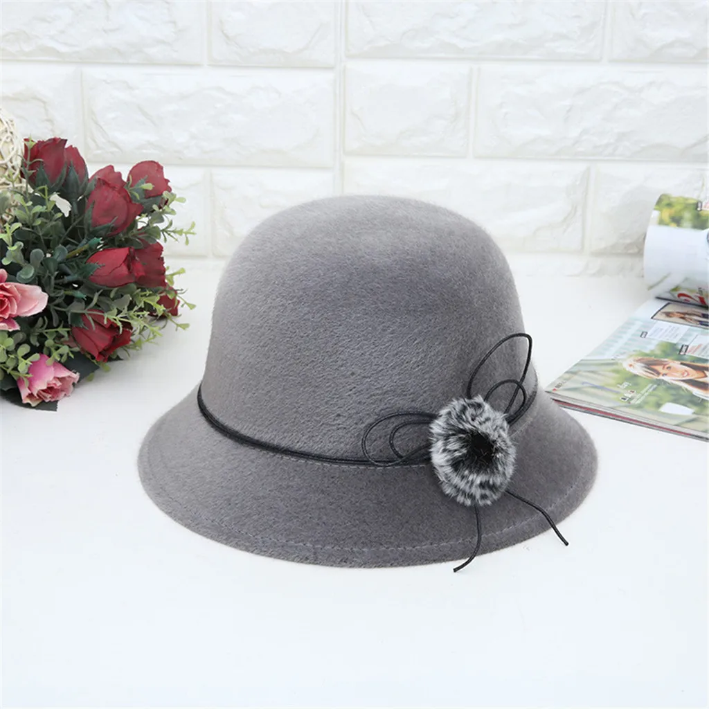 

Fashion Women Crushable Felt Faux Fur Outback Hat Wedding Wide-brimmed hatHat casquette fille #pingyou
