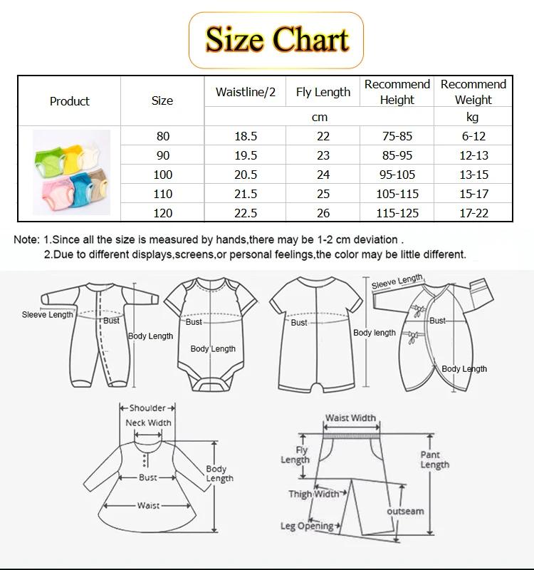 baby training pants size chart