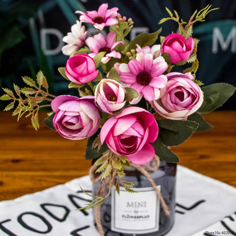 Autumn fake tea rose silk flower fall Gerbera Daisy artificial plastic flower for wedding home accessories decoration room decor Autumn fake tea rose silk flower fall Gerbera Daisy artificial plastic flower for wedding home accessories decoration room decor