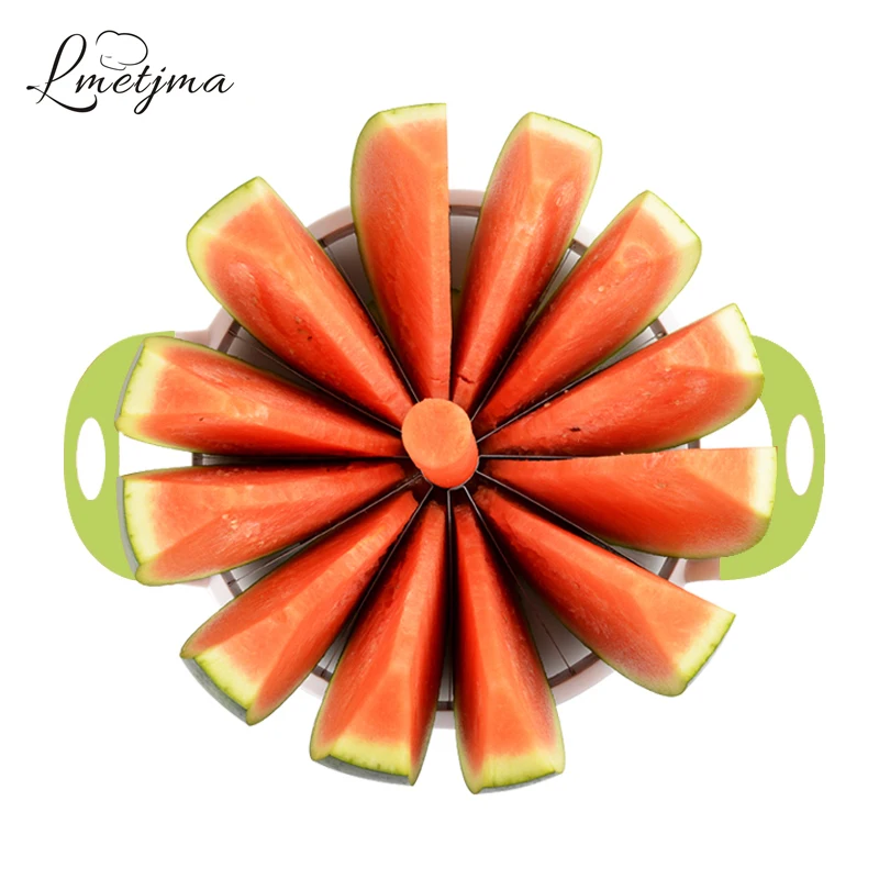 

LMETJMA Convenient Stainless Steel Watermelon Slicer Cutter Large Watermelon Cutter Cutting Kitchen Melon Slicer Tools KC0713-1