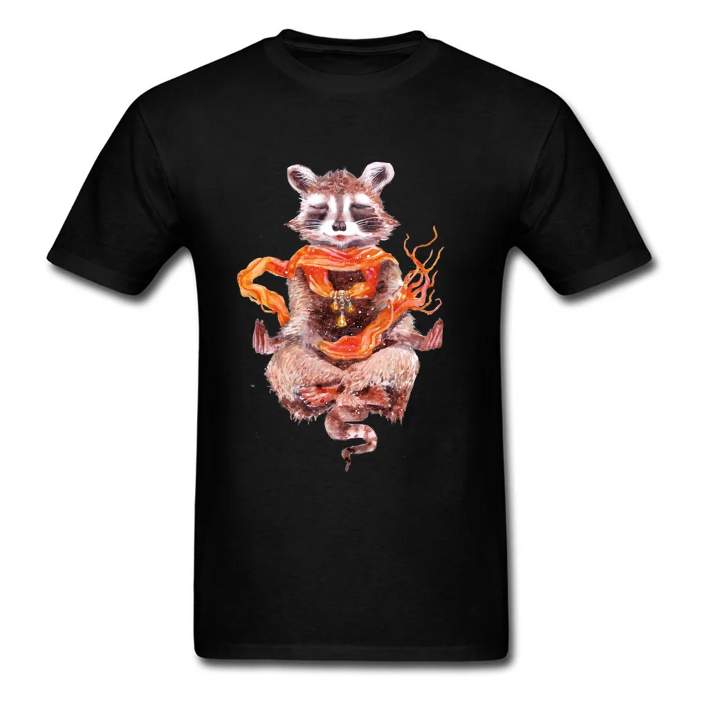 

Raccoon Meditates 2018 Male Tops & Tees Fashion Cartoon Design Short Sleeve Men's T-shirt Cotton Street Wear XXL