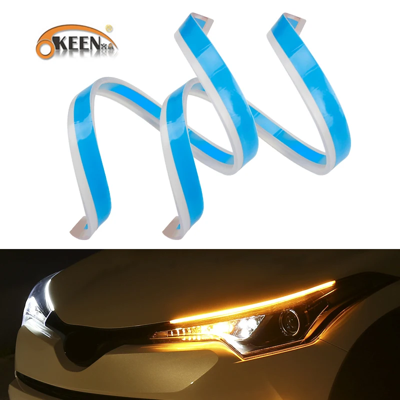 OKEEN 10 пар гибкие автомобильные DRL светодиодный Габаритные огни полосы желтого