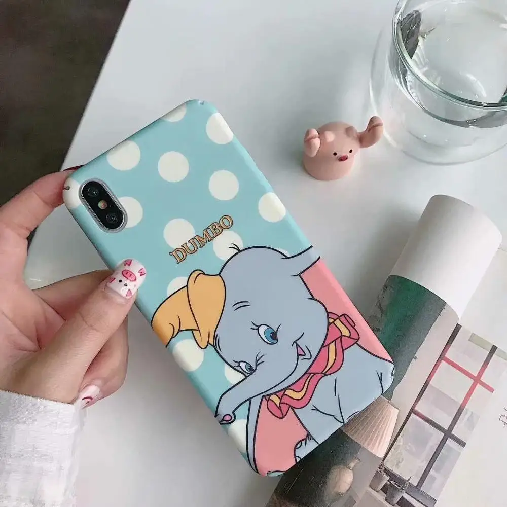 

Cute Dumbo Pink Elephant circus case for iPhone X Xs Mas Xr 10 8 7 6 6s Plus coque for iphone 7 phone Scrub Hard PC Cover