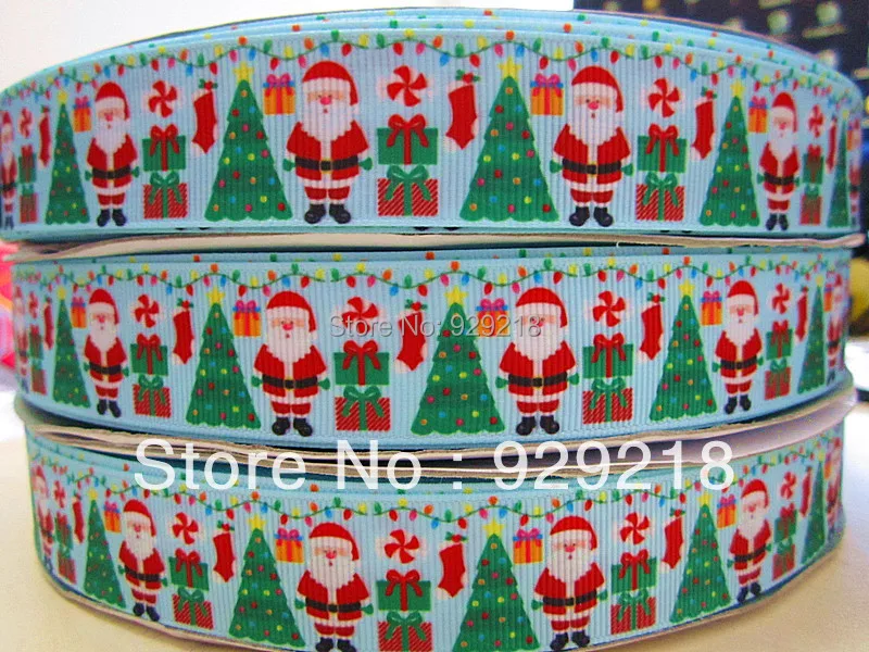 

10 yards lot 1inch 25mm 626309 Christmas design printed grosgrain ribbon for hairbows