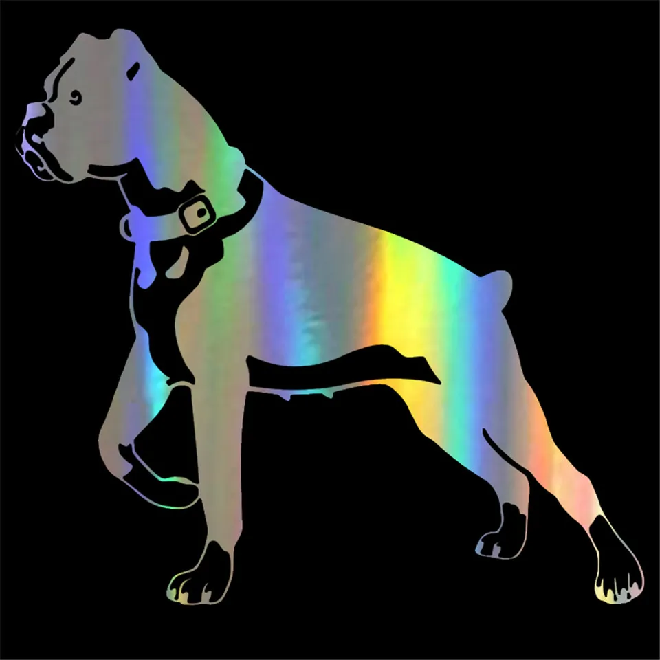 15.214CM Boxer Dog Personality Funny Animal Classic Car Stickers Body Decoration Decal BlackSilverLaser (3)