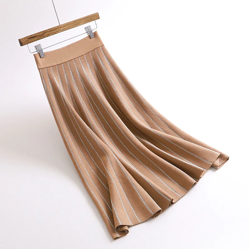 

Shehure 2019 Autumn Winter Women Skirts High Waist Kintting Women A-Line Skirt Women Saias Jupe Femme Faldas Ladies Midi Skirt