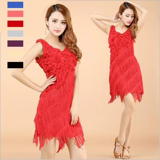Buy Fringe Red Salsa Dance Dresses Sexy Latin Salsa