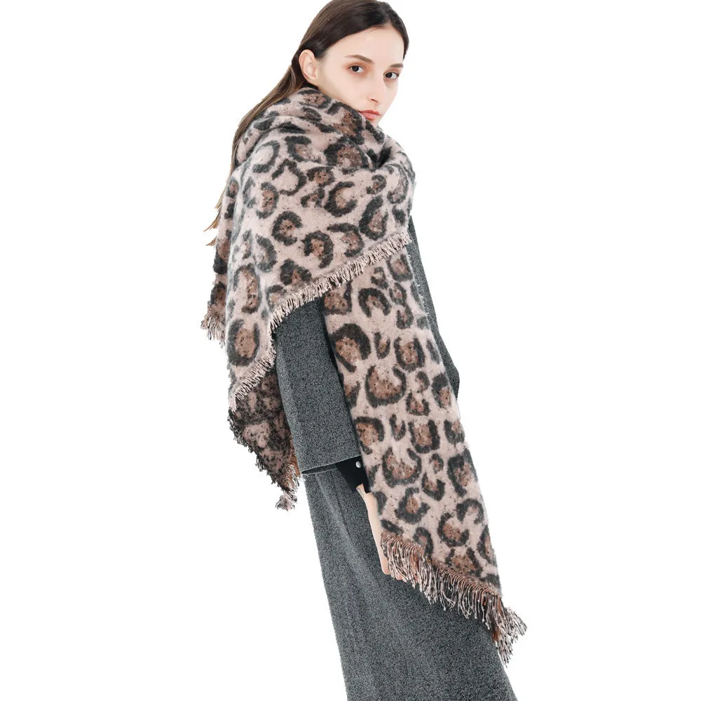Модные зимние женские шарфы женские Популярные Леопардовый шарф