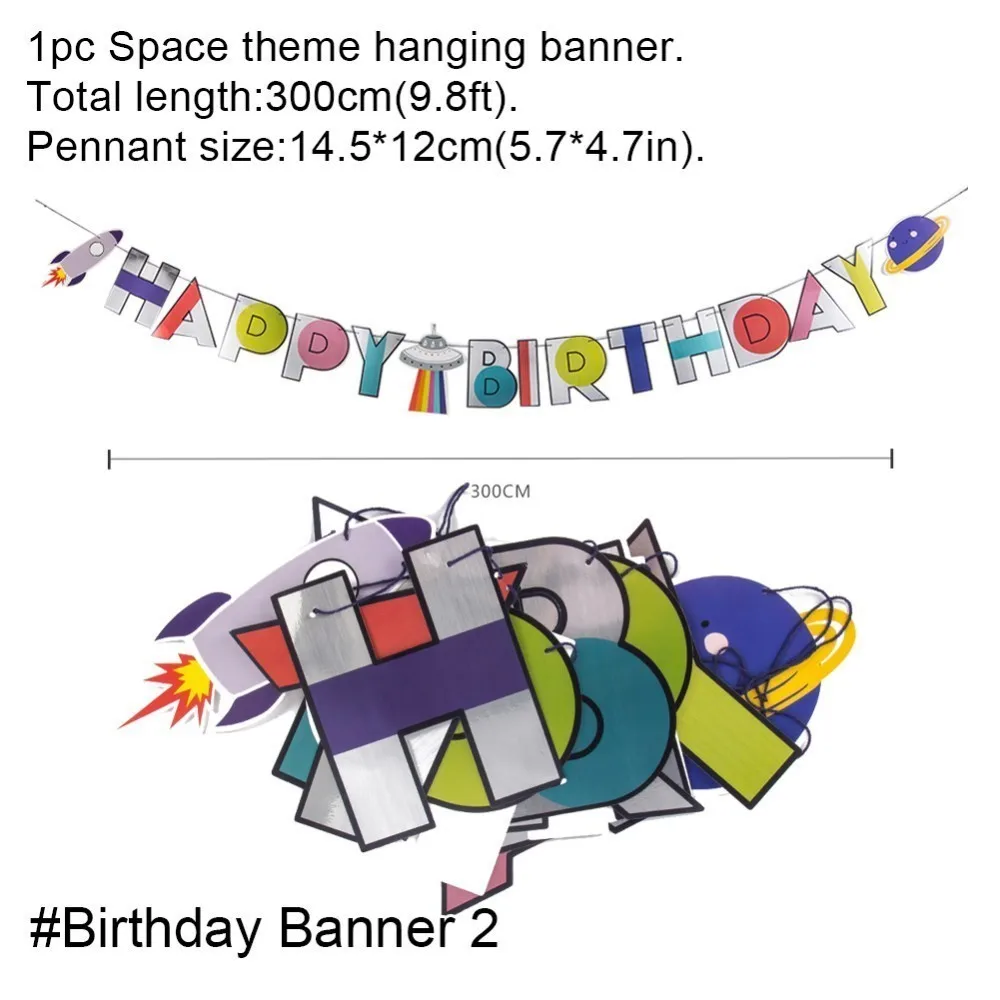 Набор из 10 шт., космическая тема, украшения на день рождения, Висячие завитки, ракета, планета, астронавт, товары для дня рождения, детский домашний декор - Цвет: Birthday banner 2
