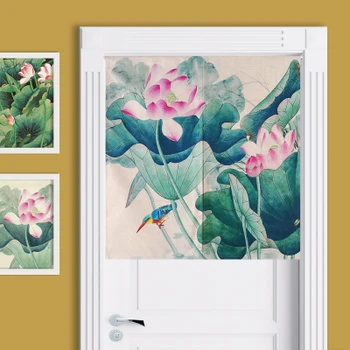 

Taiwan Japan style Chinese lotus flower door curtain hanging living room kitchen living room home decoration bar coffee house