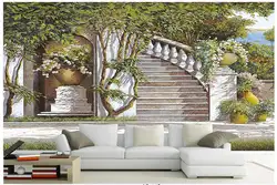 Пользовательские 3d фото обои для стен 3 d настенные фрески обои росписи средиземноморский сад 3 d лестницы установка настенного декора