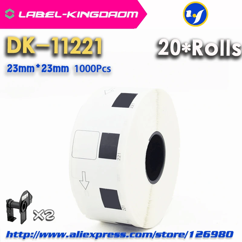 

20 Refill Rolls Compatible DK-11221 Label 23mm*23mm 1000Pcs Compatible for Brother Label Printer QL-700/720 White Paper DK-1221
