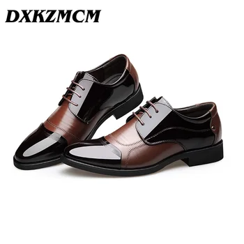 

2019 Men Dress Shoes Leather Oxford Shoes For Men Lace Up New Business Formal Men Shoes Brand Men Wedding Shoes