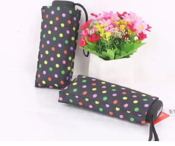 

New colored polka dots flat five fold pocket umbrella
