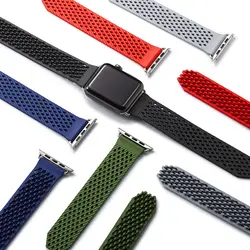 Красочные ремешок для Apple Watch Series 4 3 2 1 44 мм 40mm 38mm 42mm дышащая мягкий силиконовый ремень спортивный наручный браслет