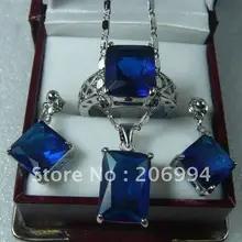 Ювелирные изделия голубой циркон Цепочки и ожерелья кулон серьги кольца#172