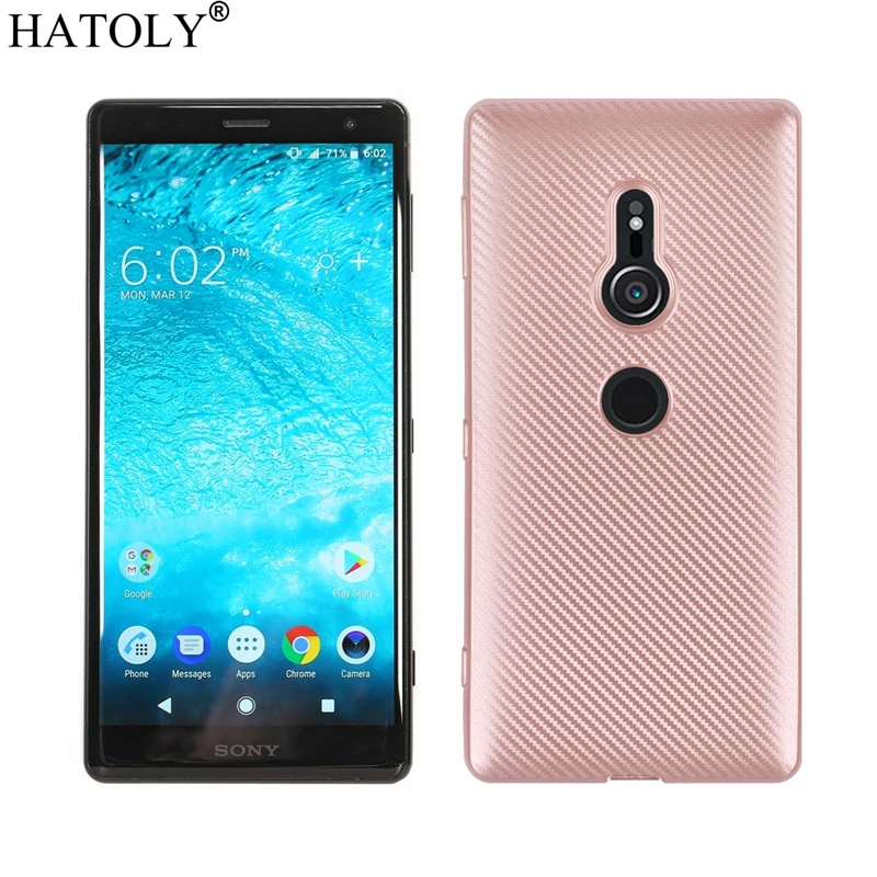 HATOLY For Fundas Sony Xperia XZ2 Case Ultra-thin Soft TPU Carbon Fiber Back Cover for H8216 H8266 H8296 |
