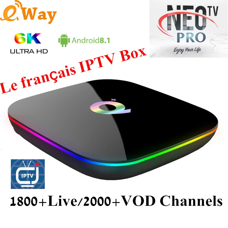 Q PLUS 4 Гб 64 Гб 6K HD NEO tv PRO 1 год IPTV подписка Европа итальянский, Французский Испанский Арабский android 8,1 tv box smart IPTV приставка