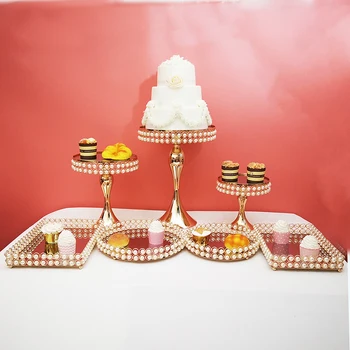 

Pearl cake tray wedding table decoration cake stand mirror cake tray set