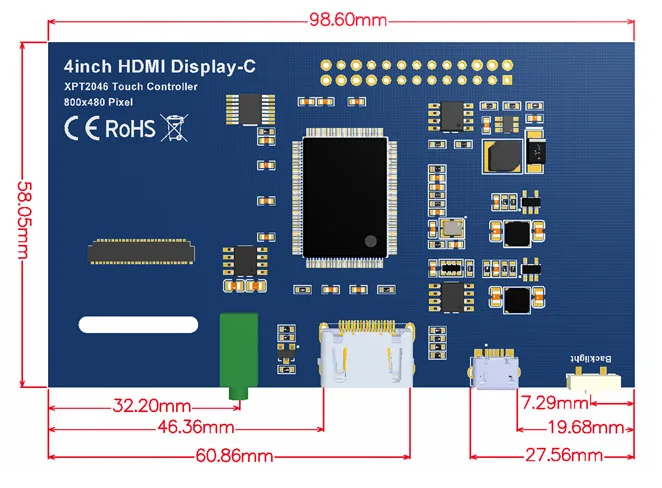 4," дюймовый HDMI ips ЖК-монитор экран модуль дисплей с GPIO резистивная сенсорная панель аудио выход для Raspberry Pi 4