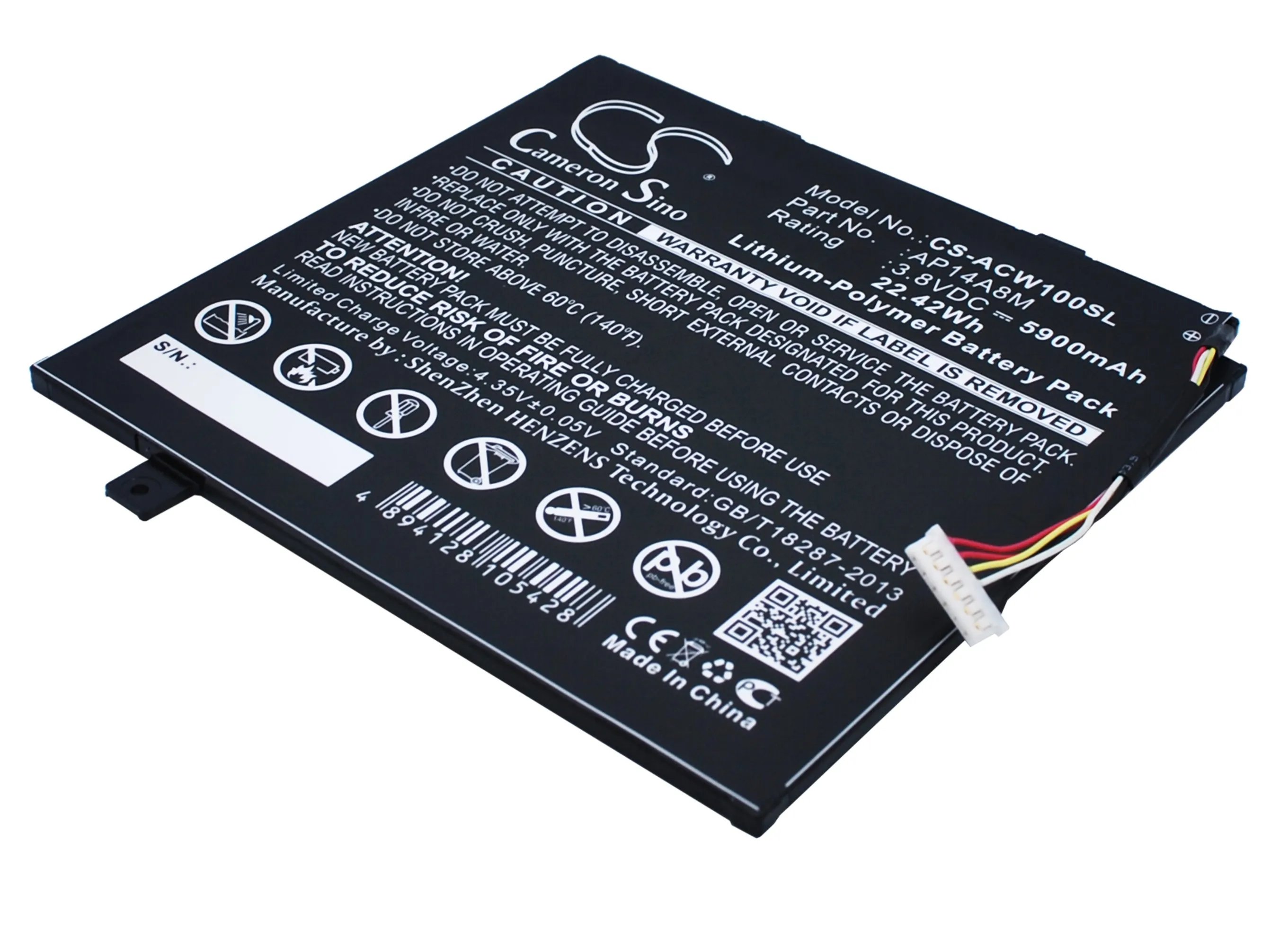 Аккумулятор Cameron Sino 5900 мАч AP14A4M AP14A8M для Acer Iconia 10 NTL4TET016 A3 A20FHD с аккумулятором на icono