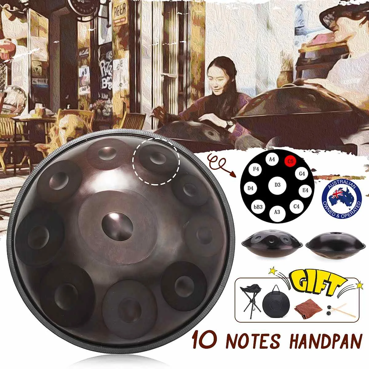 

10 Notes Carbon Steel Handpan drums Handmade Handrum Antique F major D Minor Hand Drum Percussion Musical Instruments Gifts