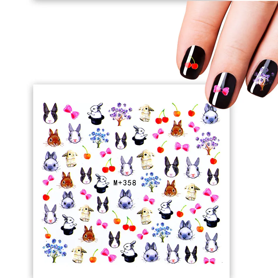 1 лист DIY Наклейка на ногти Водная передача Кролик Дизайн Советы Маникюр для красоты ногтей Наклейка
