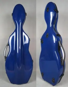 

Top quality strong glass fiber Blue 4/4 violin case,two bows holders