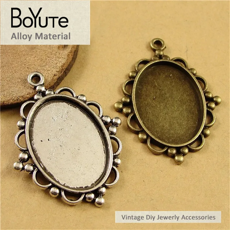 BoYuTe (40 Pieces/Lot) 18*25MM Cabochon Base Jewelry Accessories Parts Antique Bronze Silver Tray Pendant Setting Cameo Diy | Украшения и